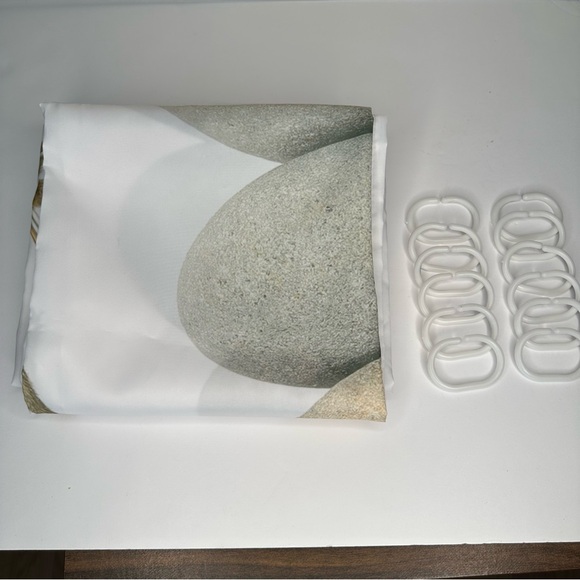 Rock and Wheat Print Shower Curtain with Shower Hooks - Picture 4 of 5